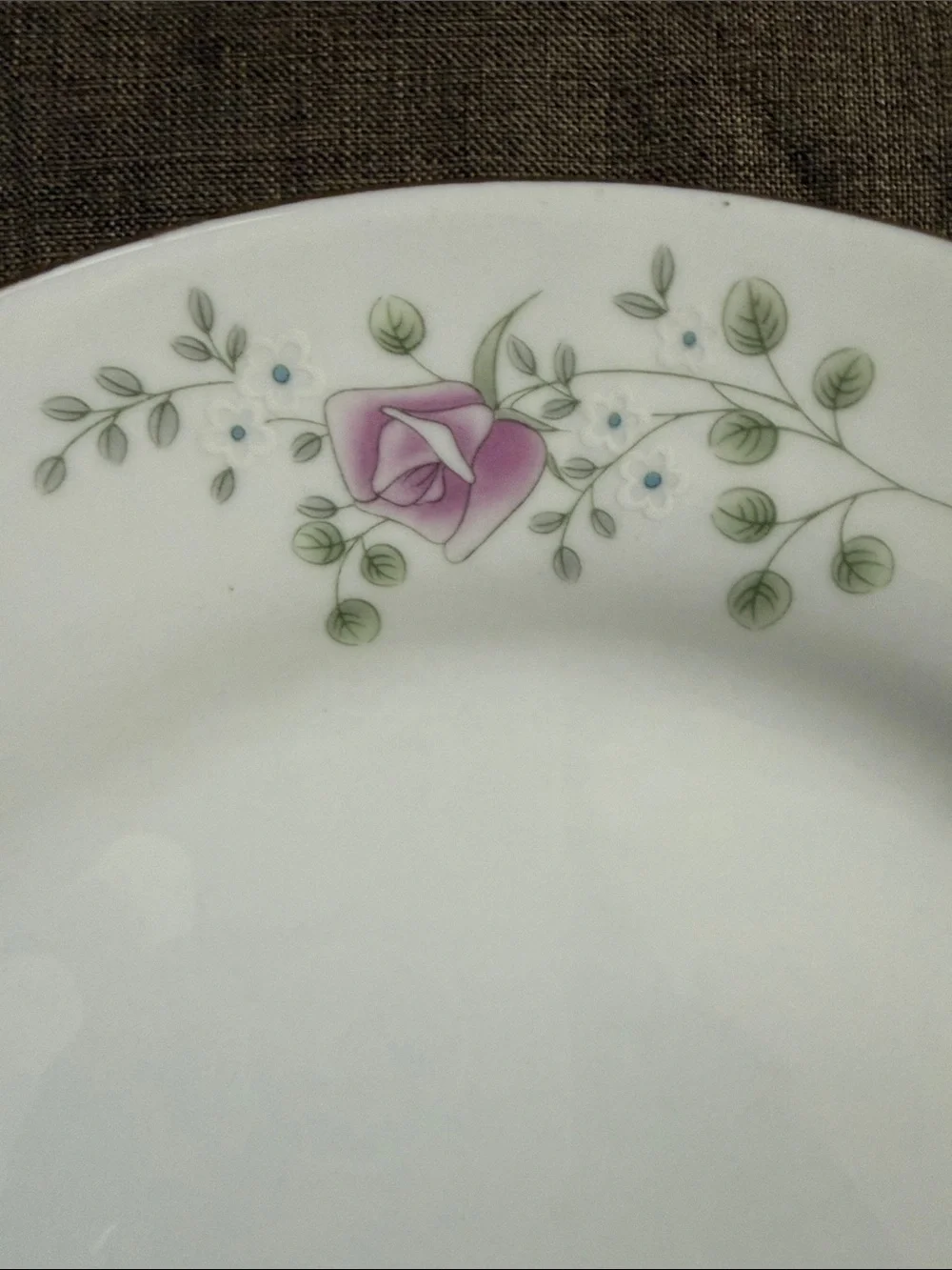 Floral Bone China Dinner Plates - White with Pink & Blue Roses